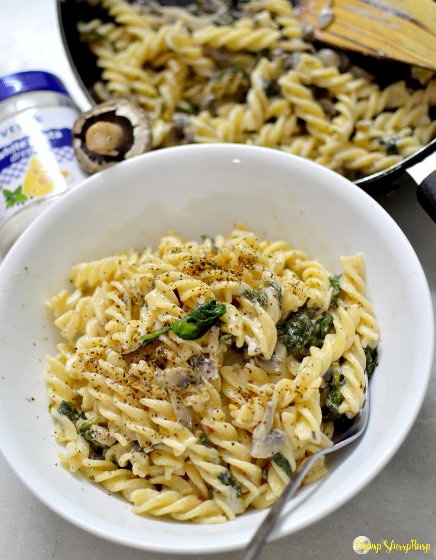  CookandChomp Mushroom And Spinach White Sauce Pasta ChompSlurrpBurp