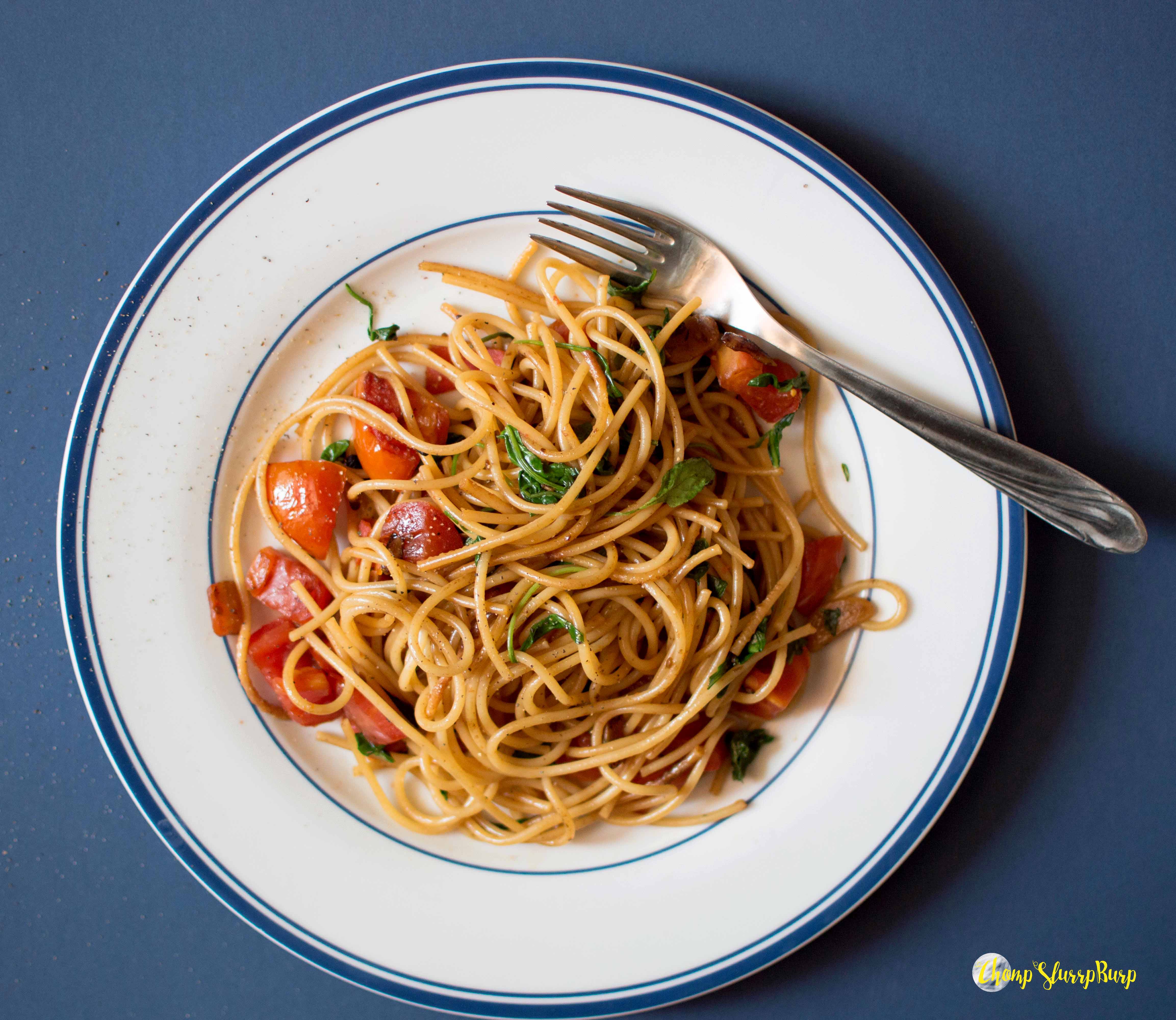 Roasted garlic and tomato spaghetti (1)