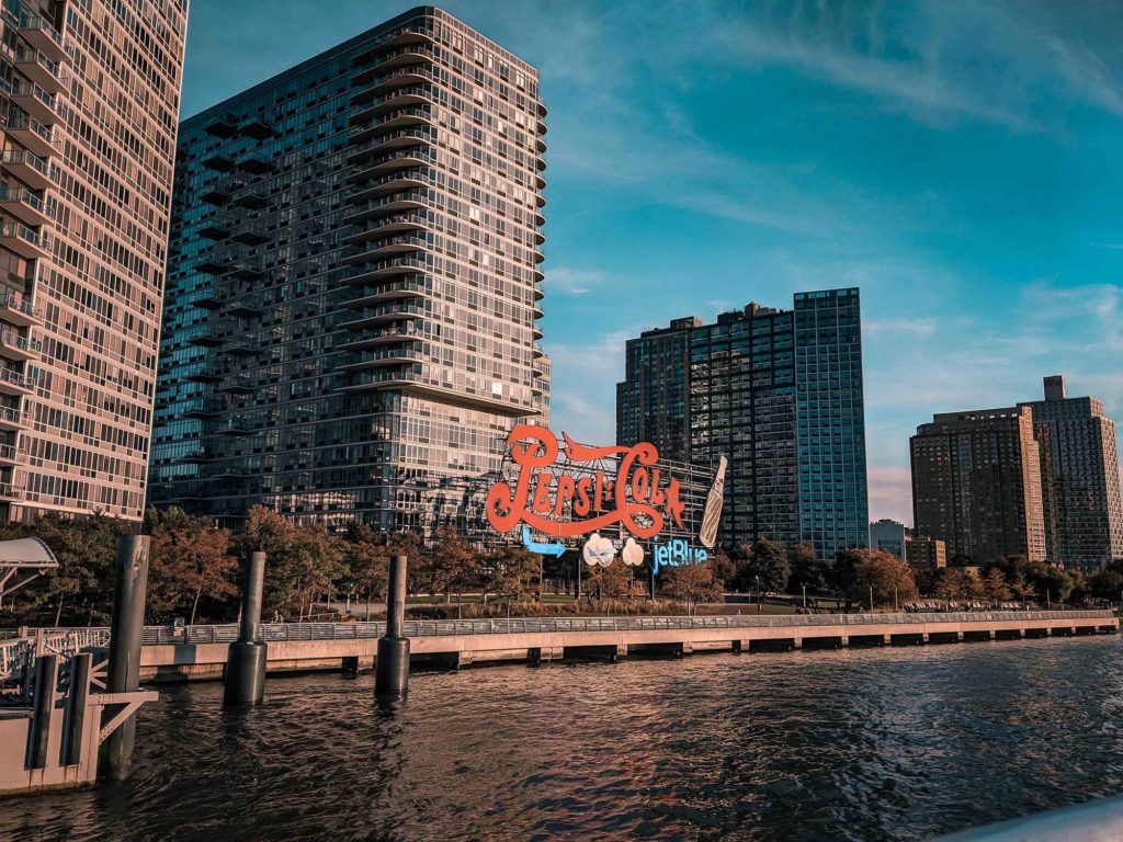 iconic sights in nyc - Pepsi Cola sign Water taxi