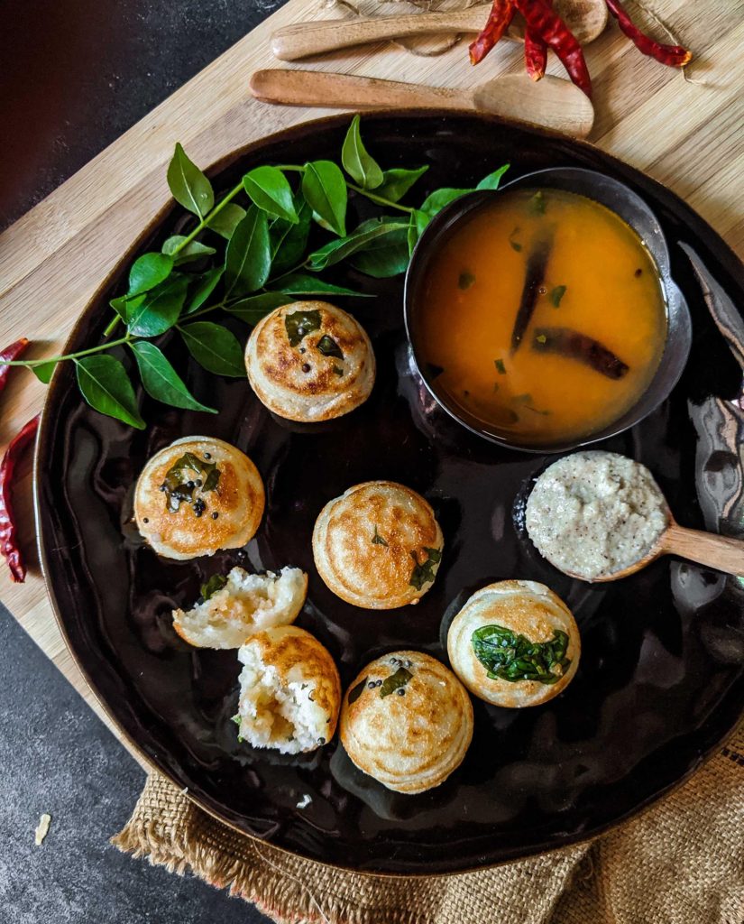 Paniyaram stuffed with masala aloo