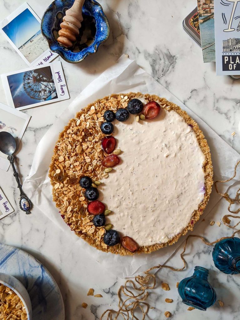 no-bake tart blueberries and muesli