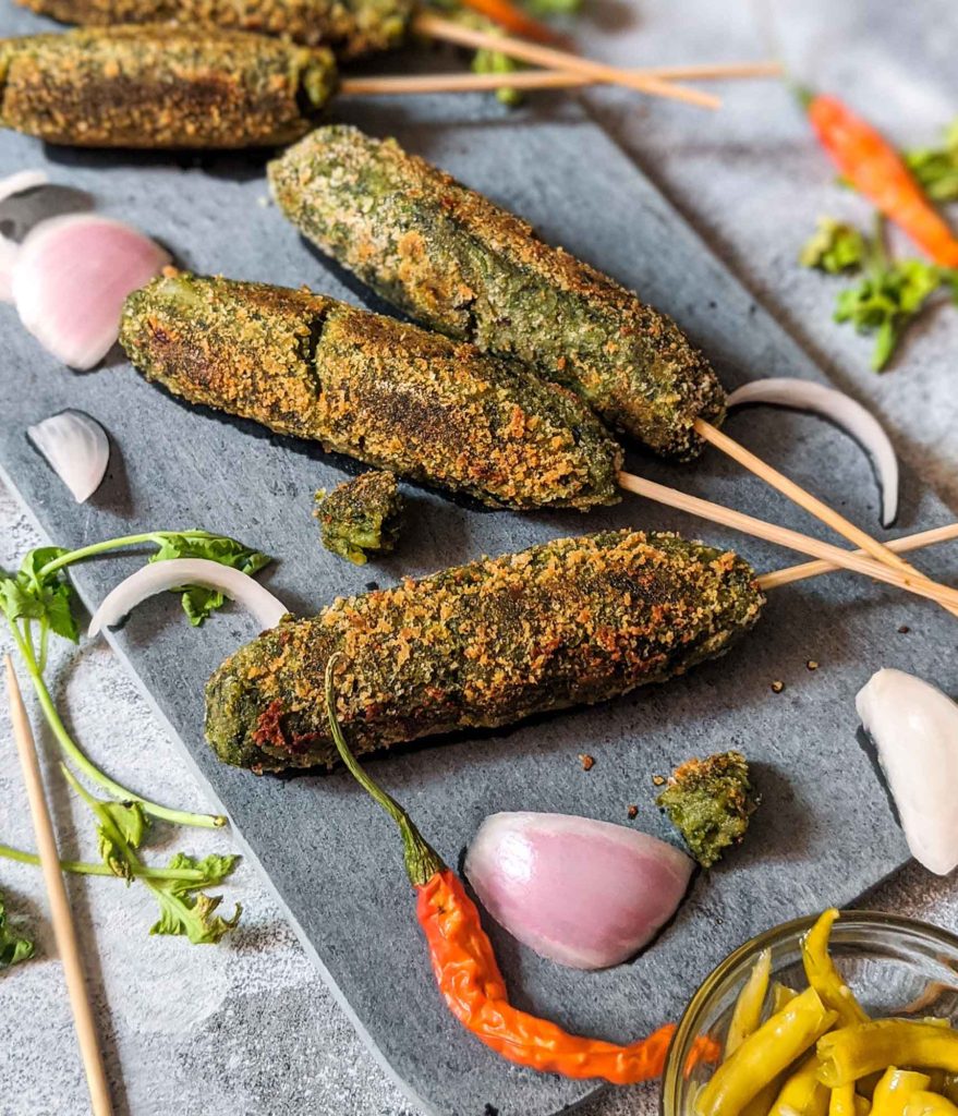 Spinach seekh kebabs