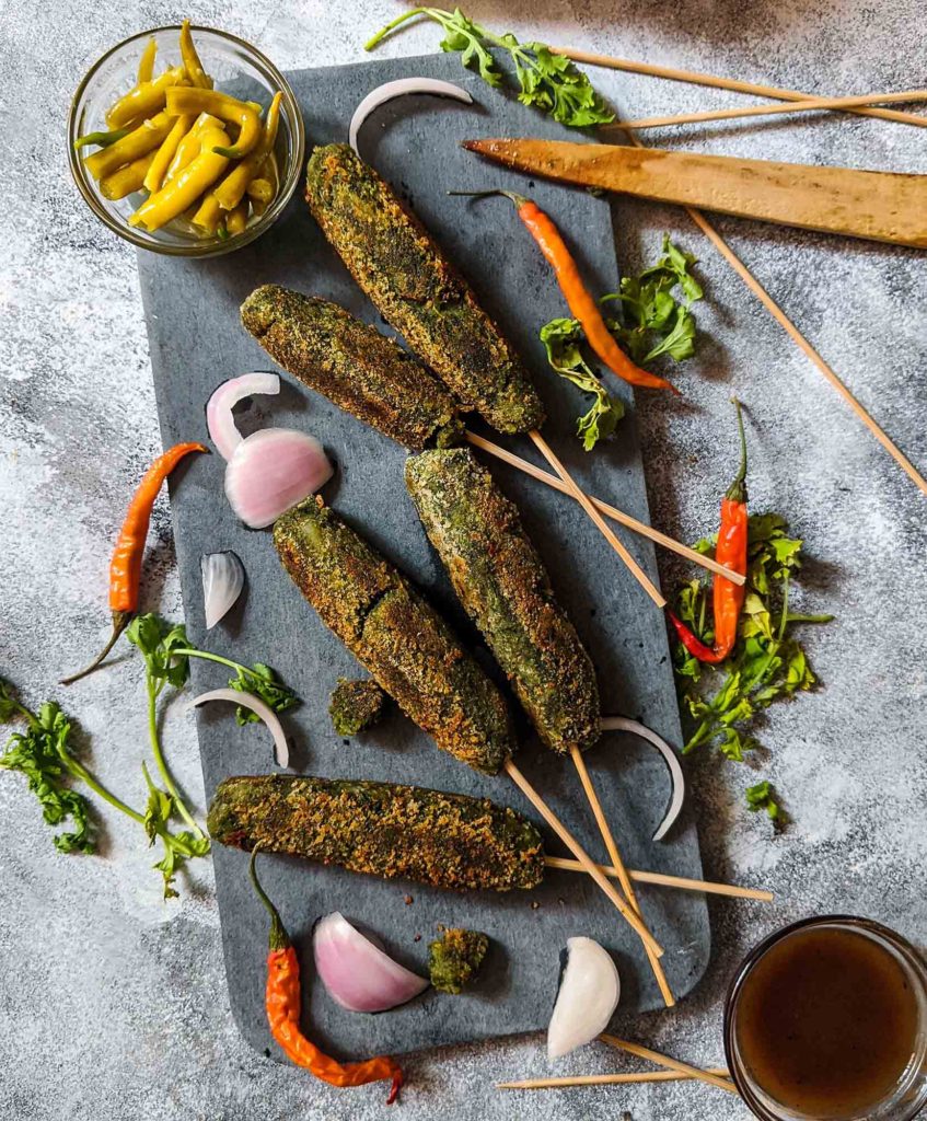 Spinach seekh kebabs