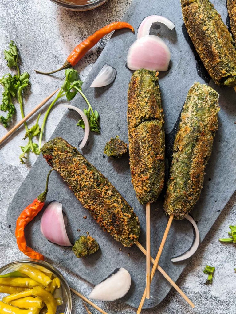 Spinach seekh kebabs