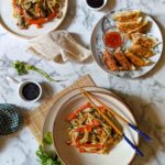 Mushroom udon noodles