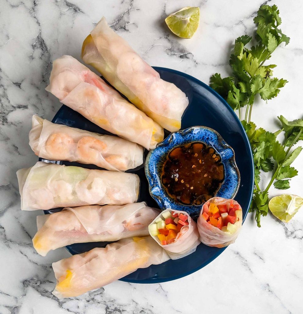 Vietnamese Rice Paper Rolls (Prawn spring rolls) - ChompSlurrpBurp