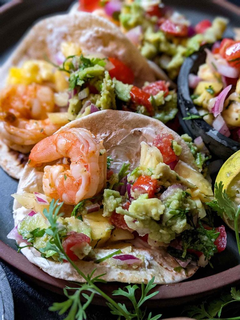 prawn tacos and pineapple salsa