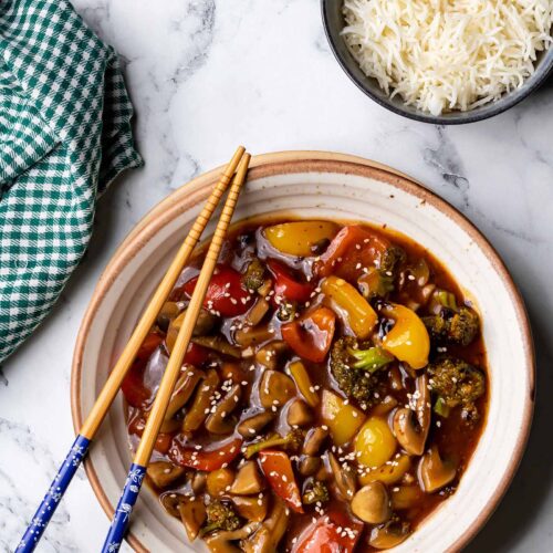 black bean vegetable stir-fry