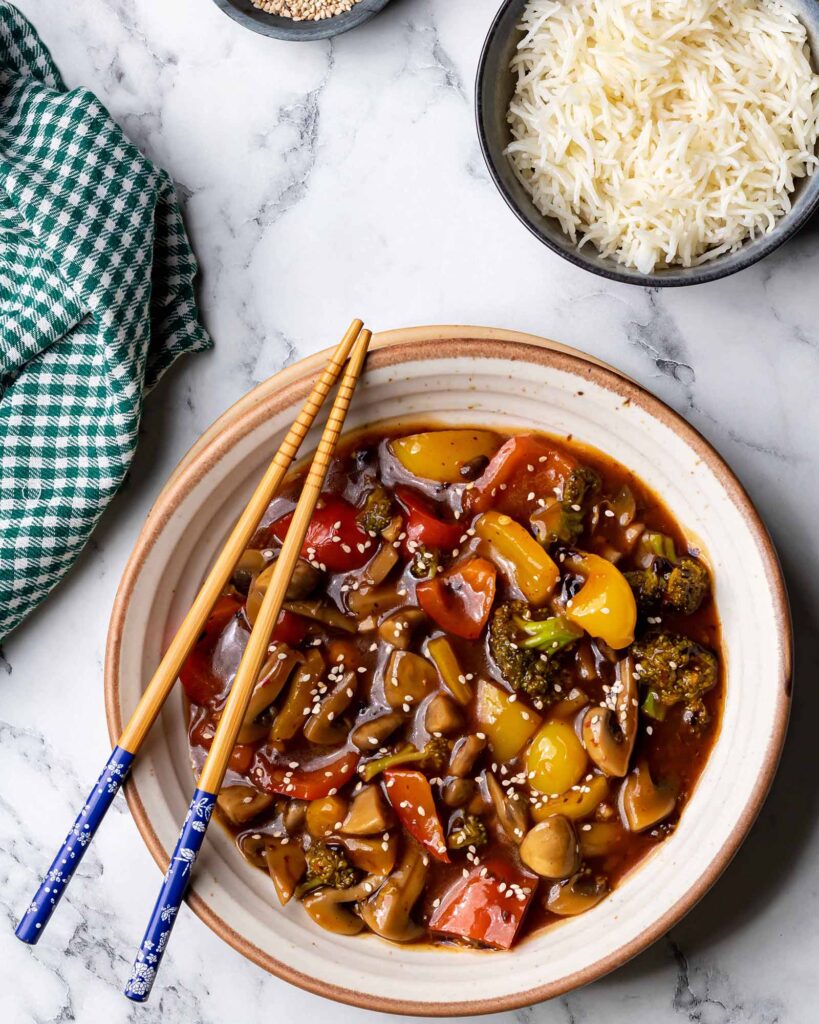 black bean vegetable stir-fry