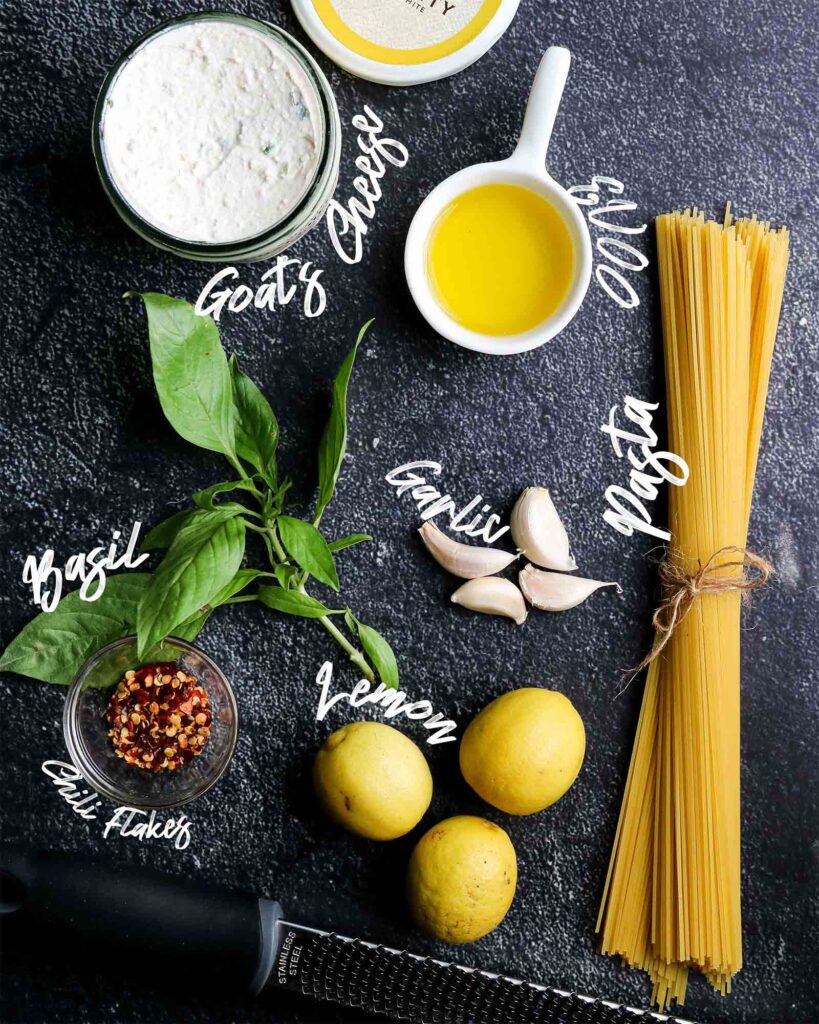 lemon and goats cheese pasta ingredients