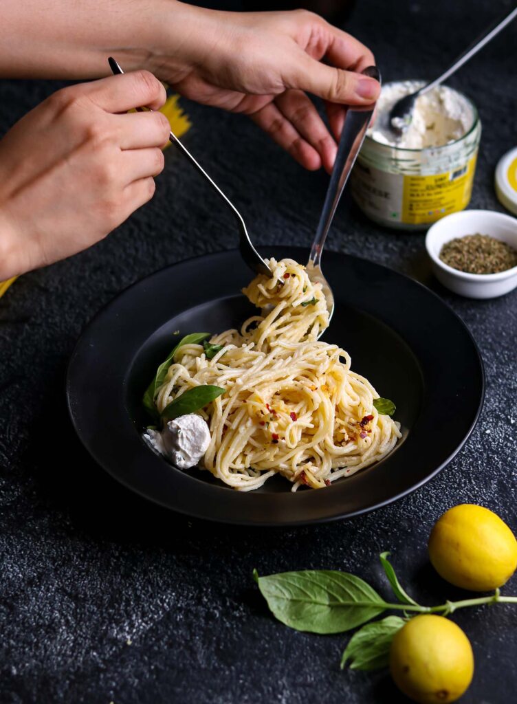 lemon & goat cheese pasta