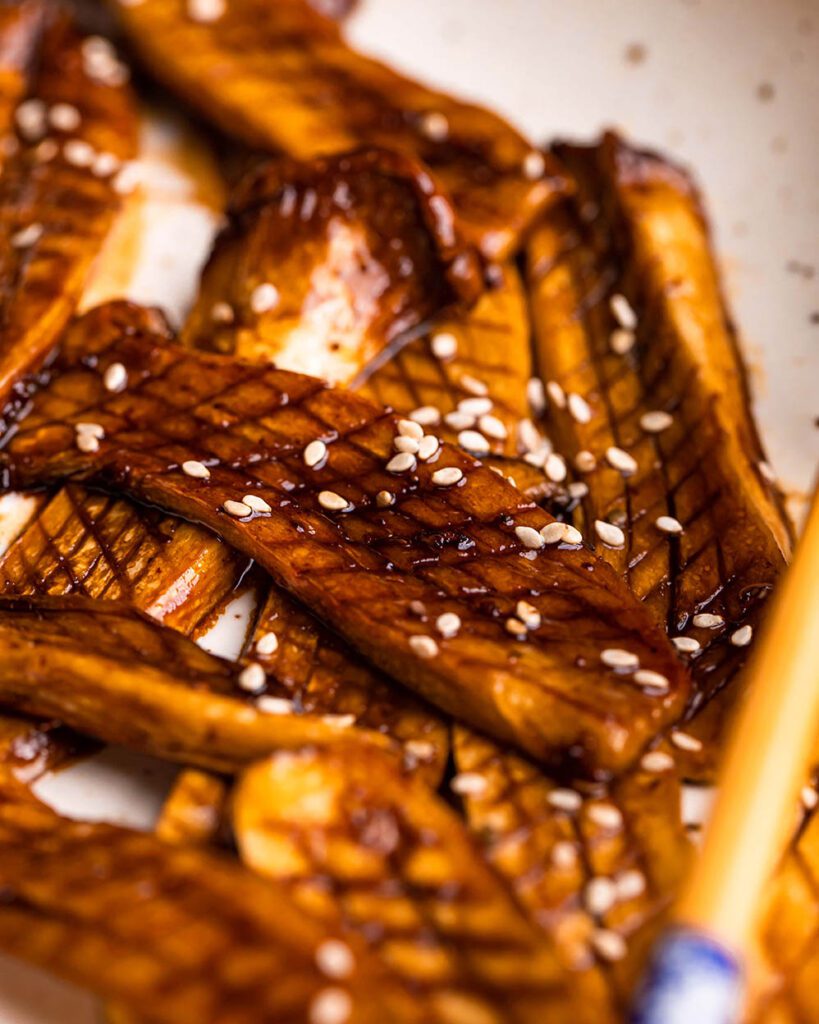 soy butter king oyster mushrooms