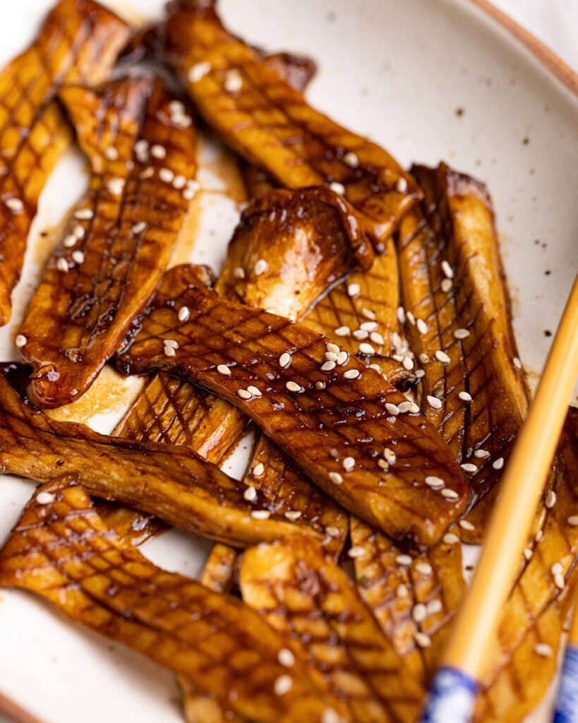 soy butter king oyster mushrooms