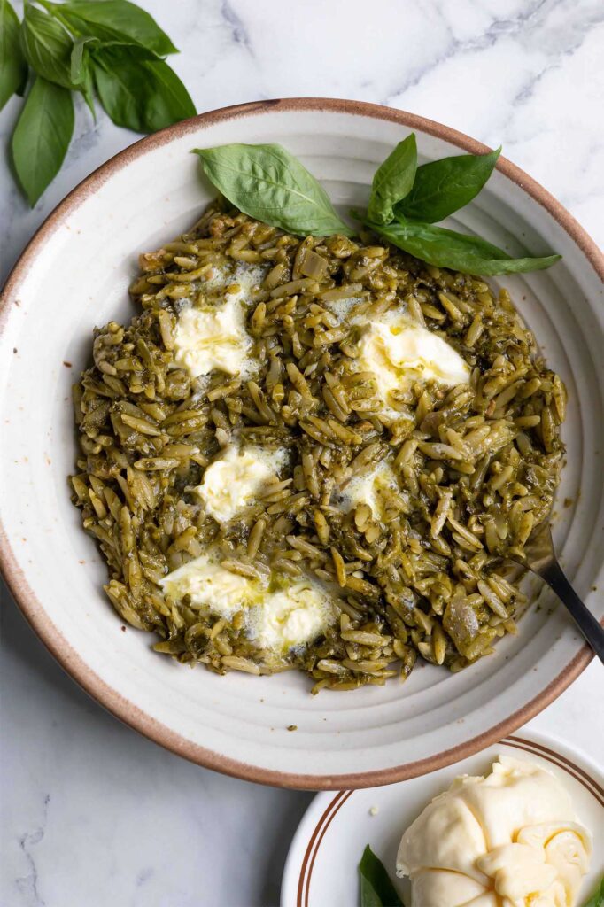 pesto burrata orzo