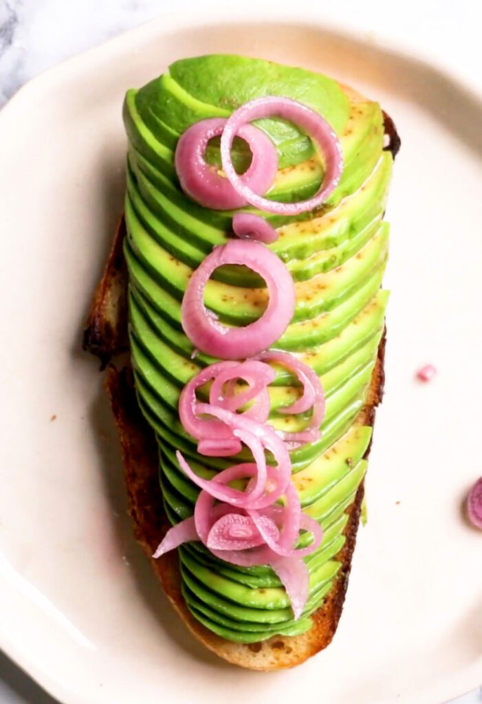 pickled onions on avo toast