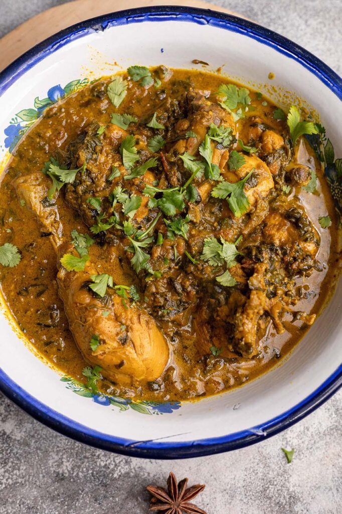 rustic Indian chicken curry with methi